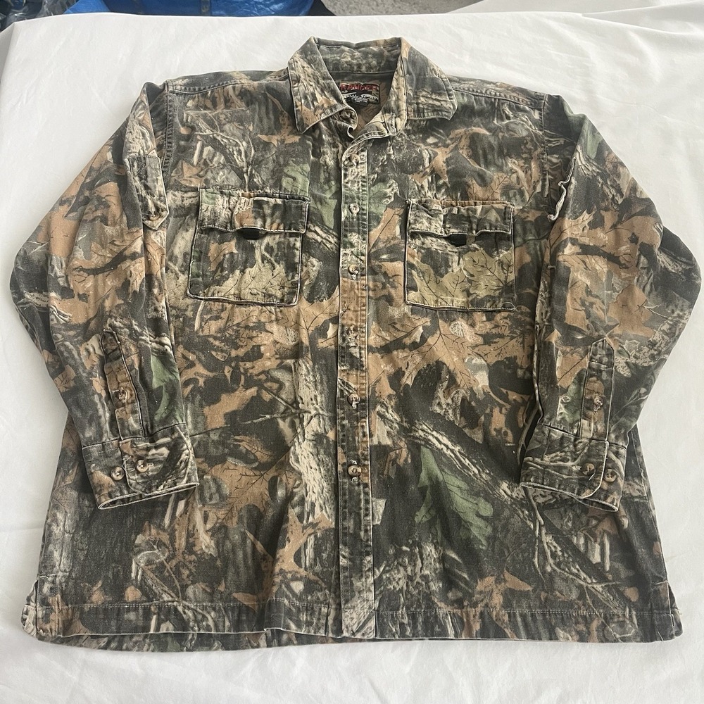 Vintage Ranger Button Up Hunting Shirt Pockets Size L Realtree Camo Hunting